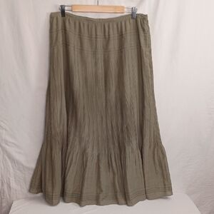 Talbots Women's pleated lined long skirt Spring Festival Olive